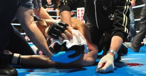 Scandal during a local MMA event. A spectator beat one of the fighters